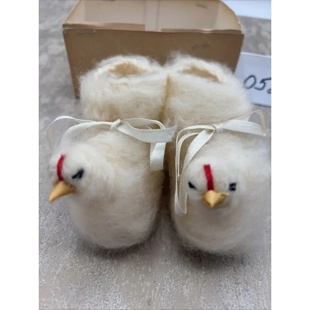 Pair of Infant Yellow Baby Chick Fuzzy/ Crocheted Slippers
